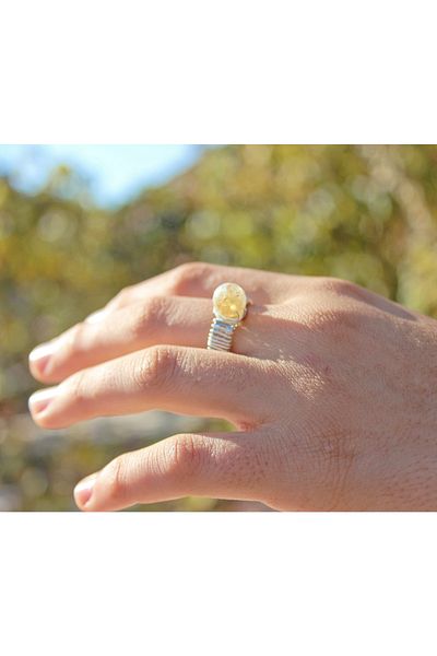 Mıçı Citrine Stone Adjustable Natural Tqş Ring