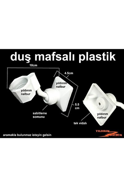 Genel Markalar Duş Mafsalı Plastik Tek Vidalı Beyaz Renk Fiskiye Oturağı Bany...