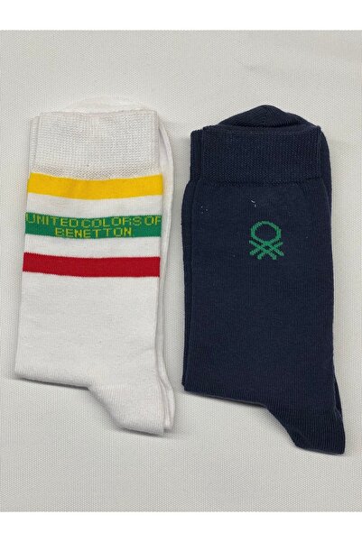United Colors of Benetton Bnt-m24014 Benetton Мъжки чорапи в двойна опаковка 71277 Бяло-тъмно синьо
