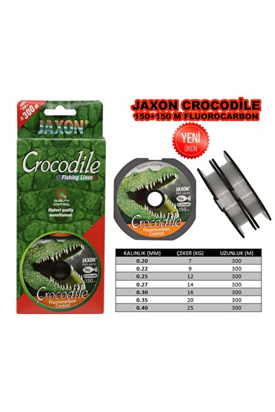 Jaxon كروكودايل 150 متر + 150 متر طلاء فلووروكربون (طلاء) خط صيد أبيض