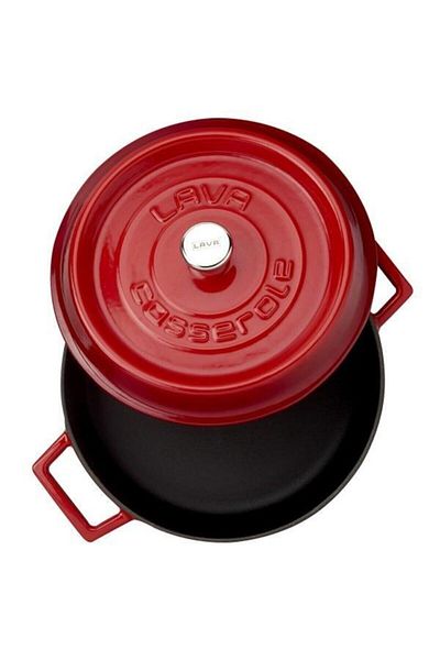 Lava Red Cast Multi-Purpose Flat Pot Trendy Diameter24