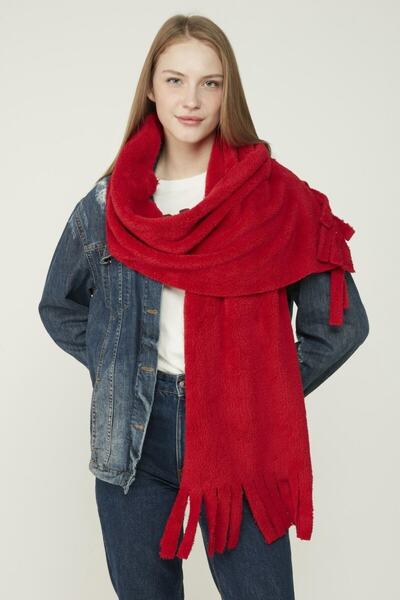 Nil's BUTİK Şal roşu de pluş Kaşkol