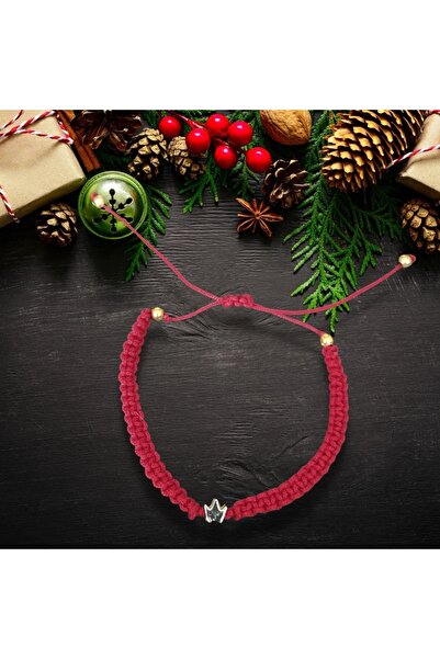 Bengü Accessories Kırmızı Ip Şans Bilekliği Kraliçe Tacı Tasarımlı
