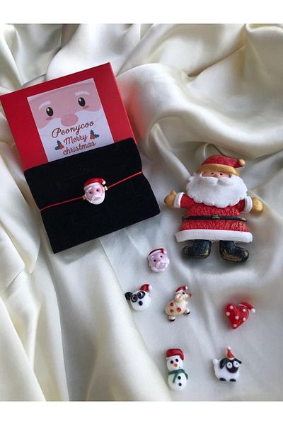 PEONY - peonyofficiall New Year Santa Claus Glass Murano Bracelet Red String Christmas Themed Christmas Bracelet