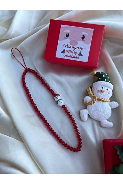 PEONY peonyofficiall Yeni Yıl Kardan Adam Cam Murano Ve Kristal Telefon Ipi Yılbaşı Temalı Christmas Telefon Charmı