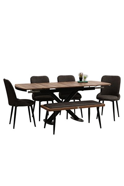 Eymense Toprak 4 Sandalyeli Benchli Mutfak Masa Takımı