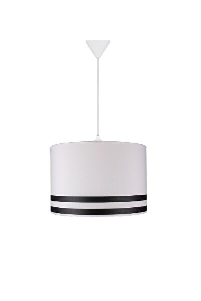 ŞENAY AYDINLATMA Taraftar Silindir Kumaş Sarkıt-beyaz Siyah Şeritli