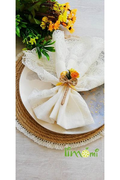 CWolf Yellow Flower Bunch 6-Piece Napkin Ring