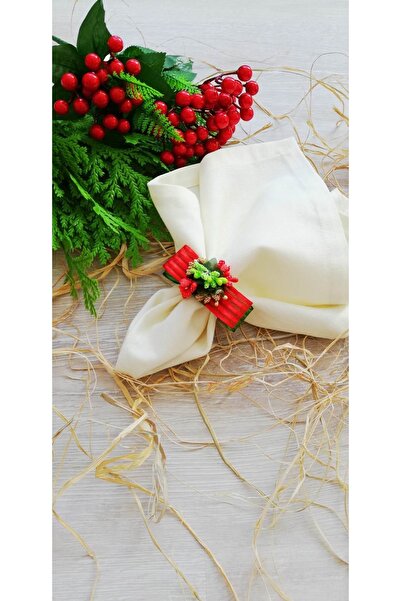 CWolf Yılbaşı 4 Adet Kırmızı Yeşil Fiyonk Peçete Yüzüğü