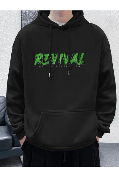Deocept Hanorac oversize cu glugă cu imprimeu Revival unisex