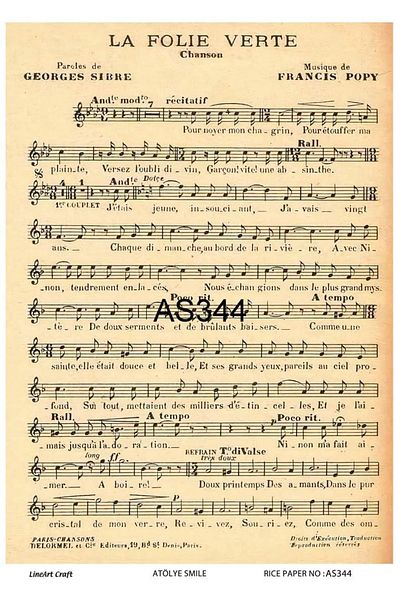 LİNEART Brass Decopage Paper La As344