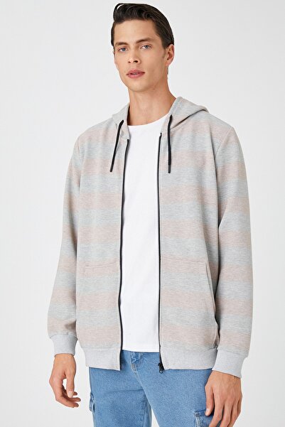 Koton Ανδρικό φούτερ μπεζ ριγέ 3WAM70518MK