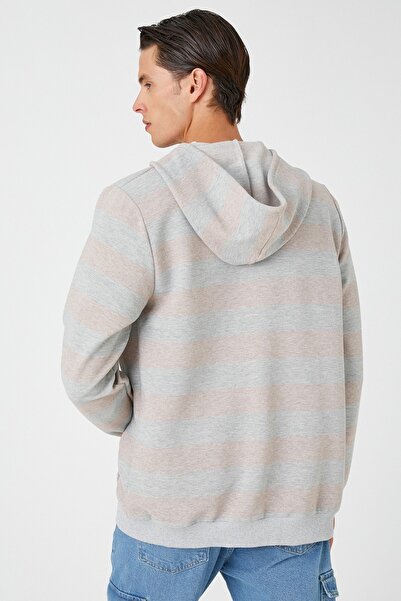 Koton Ανδρικό φούτερ μπεζ ριγέ 3WAM70518MK