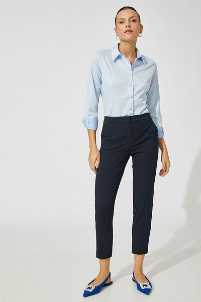 Koton Women's Navy Blue Trousers 3WAK40298UW