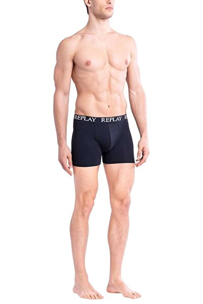 Replay Herren Boxershorts, 3er Pack - Unterhosen, Baumwolle, Logo, einfarbig