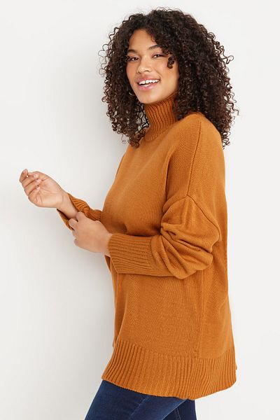 Trendyol Curve Cinnamon Turtleneck Low Shoulder Knitwear Sweater TBBAW23AN00136
