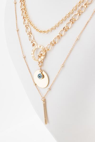 Sortie Aksesuar Roma Rakamları Ve Nazar Boncuğu Figürlü Kombin Kolye 004