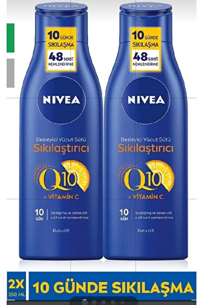 NIVEA حليب Q10 لشد الجسم - 250 مل × 2، ترطيب لمدة 48 ساعة، تشديد البشرة الجاف...