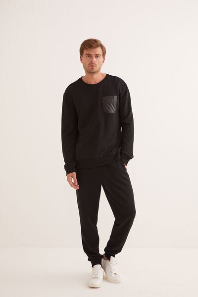 Syah Erkek Pamuklu Uzun Eşofman Takım