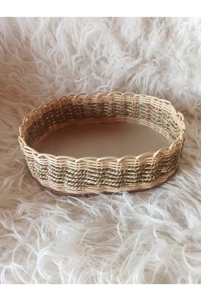 gudelidekor Wicker Bamboo Rattan Base Wooden Bread Basket