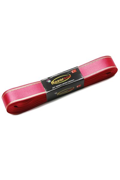 Nazarone Φούξια Σατέν Ασημένια Κορδέλα - 2cm-10mt(803)