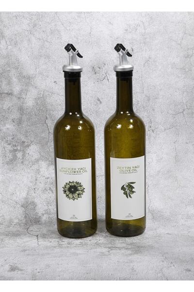 2-Piece 750 ml Kitchen Anti-Drip Glass Vinegar Holder/Oil Can Olive Oil Liquid Oil Bottle