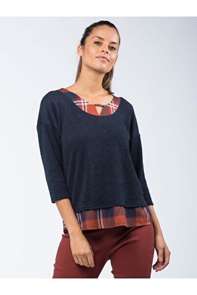 Kübra Tekstil Γυναικεία Μπλούζα Καρό Πουκάμισο Γαρνιρισμένο