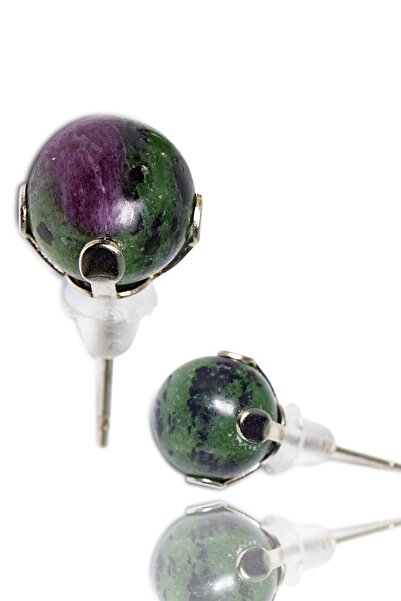 Tesbih Atölyesi Sertifikalı Doğal Ruby Yakutlu Zoisit - Anyolit Taşı Nokta Do...