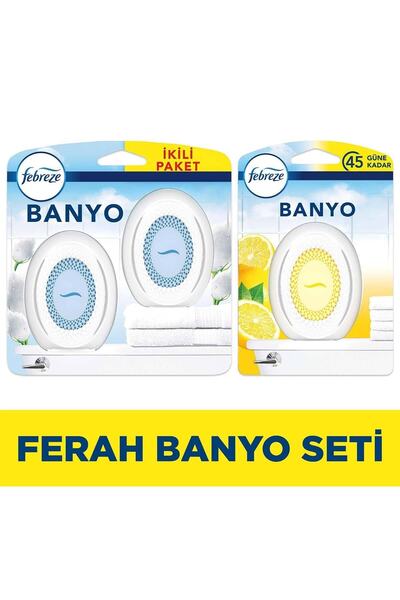 Febreze Hava Ferahlatıcı Banyo Oda Kokusu 2'li Fırsat Paketi Temiz Çarşaf Fer...