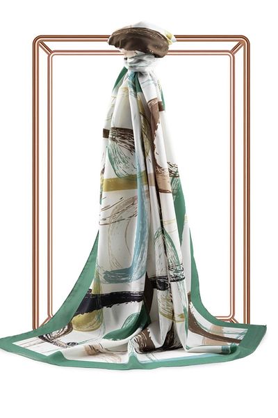 Vissona Γυναικείο Luxury Medina Silk Shawl Cream Petrol Green