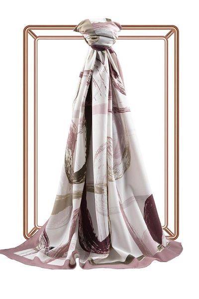 Vissona Γυναικεία Luxury Medina Silk Shawl Cream Dried Rose