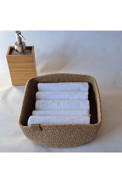 Minimalhomedesign Square Jute Bread Basket/Organizer/Organizer/Wicker Basket 20 cm