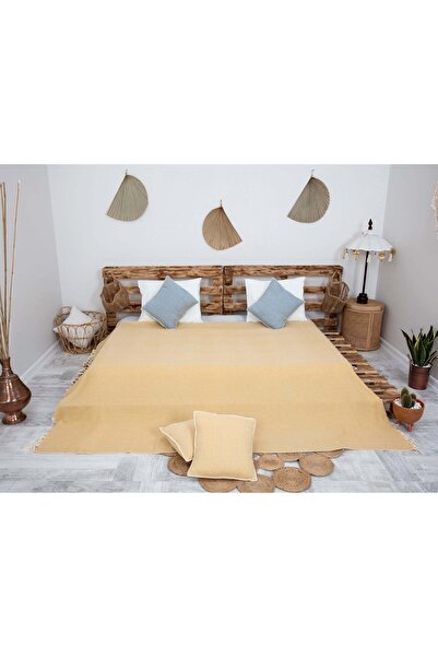 PESHCE Honeycomb Double Bedspread 180×240 Cm Yellow