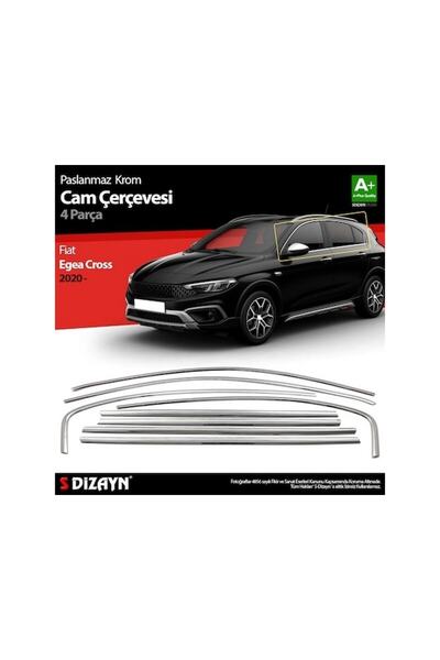 TRDENSA Fiat Egea Cam Çıta Çerçevesi Cross Komple Set Kromu Nikelajı 8 Parça ...