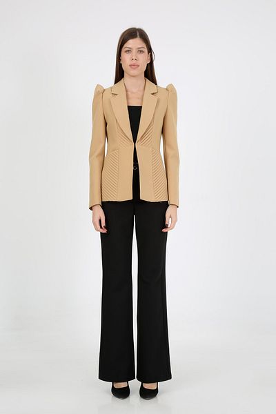METANİA Balloon Sleeve Pleated Pocket Jacket