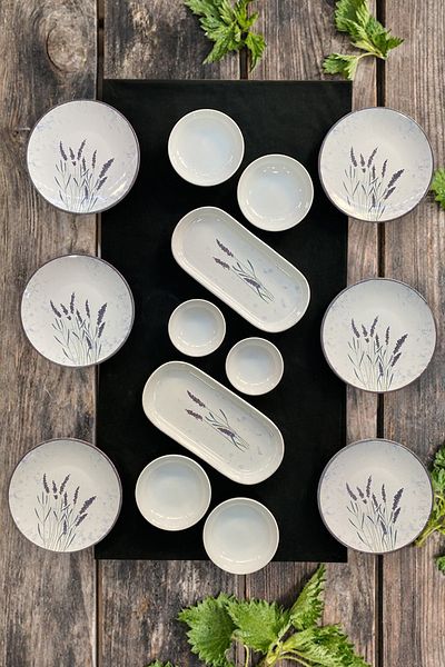 Keramika Lavender 14 Piece Breakfast Set for 6 People