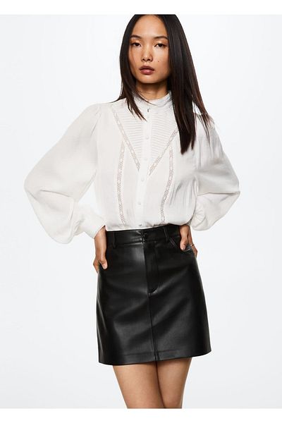 MANGO Woman Snakeskin Look Mini Skirt