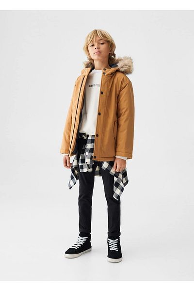 MANGO Kids Abnehmbarer Anorak mit Kunstpelzkapuze