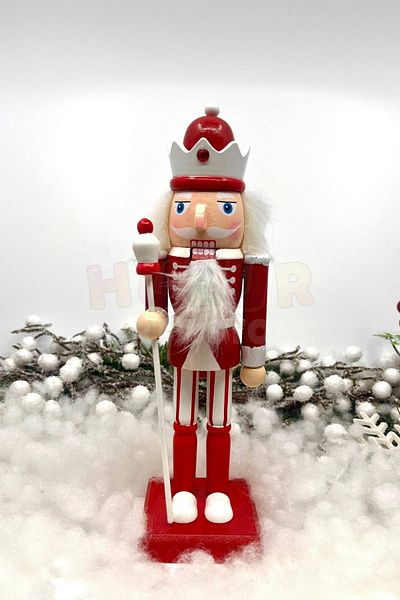 Huzur Party Store Καρυοθραύστης με σφυρί 25 εκ. Κόκκινο Λευκό Χρώμα Μολύβδινο Στρατιώτης Καρυοθραύστης Πρωτοχρονιάτικο Διακόσμηση