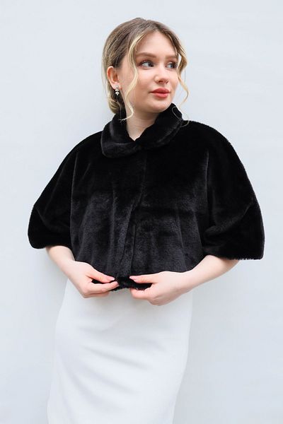 Turkuaz Bride Etol, Jacket, Black Sleeveless, Short, Cape