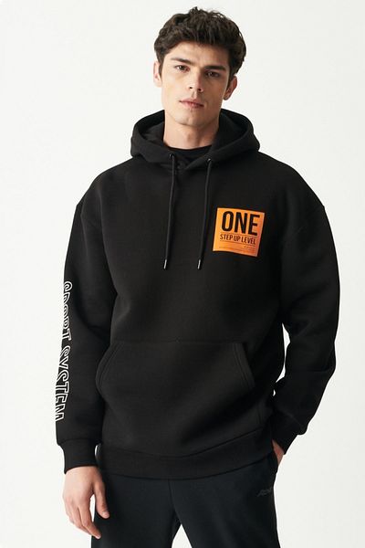 Riders by Lee Men's Loose Fit Comfortable Cut Hooded Black Sweatshirt