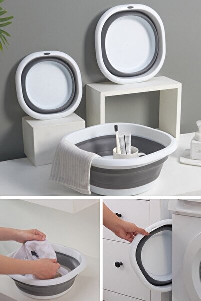 Tinsmith 3'lü Katlanır Badya Leğen Akordiyon Katlanabilir Badya Set 2,7 Lt - 5 Lt - 10 Lt