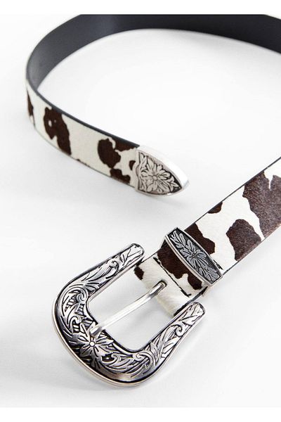 MANGO Woman Fur Leather Belt