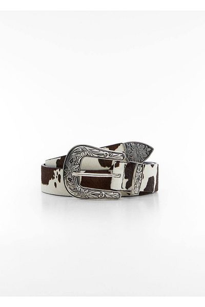 MANGO Woman Fur Leather Belt