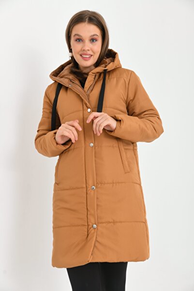 VOLT CLOTHİNG Γυναικείο καπιτονέ παλτό με κουκούλα