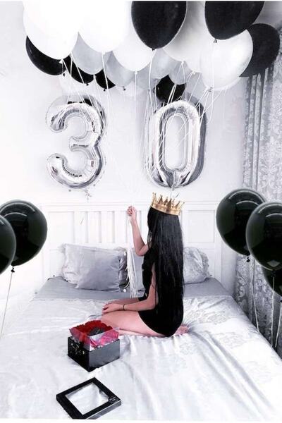 MFM Set de baloane din folie de argint cu cifre de 30 de ani