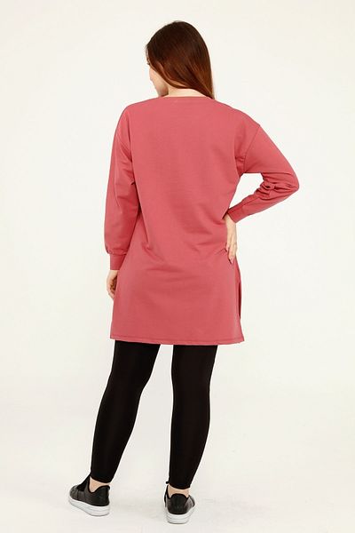 Birol Triko Women's Dusty Rose Slogan Tunic