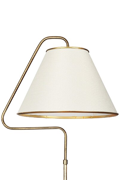 MG HOME Tasarım Lena Tek Ayaklı Lambader Modern Lambader Krem Şapkalı Gold Detay