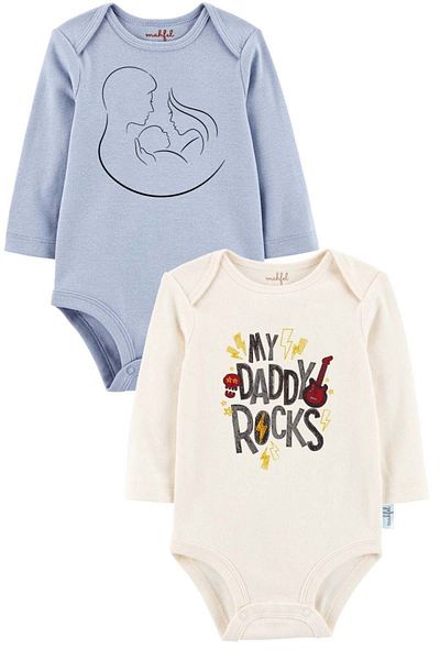 MAHFEL 2-Piece 100% Cotton Organic Printed Snap Fastener Baby Bodysuit