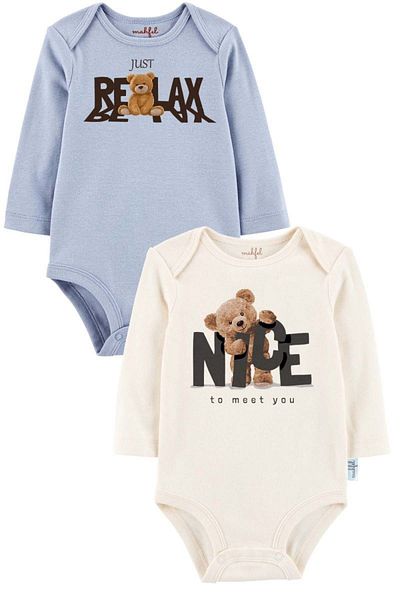 MAHFEL 2-Piece 100% Cotton Organic Printed Snap Fastener Baby Bodysuit